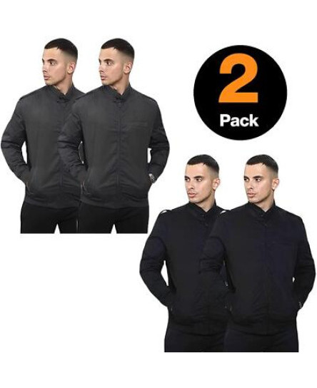 2 Pack Mens Jackets Casual Full Zip Multi Pockets Lightweight Cotton Coat S - XL